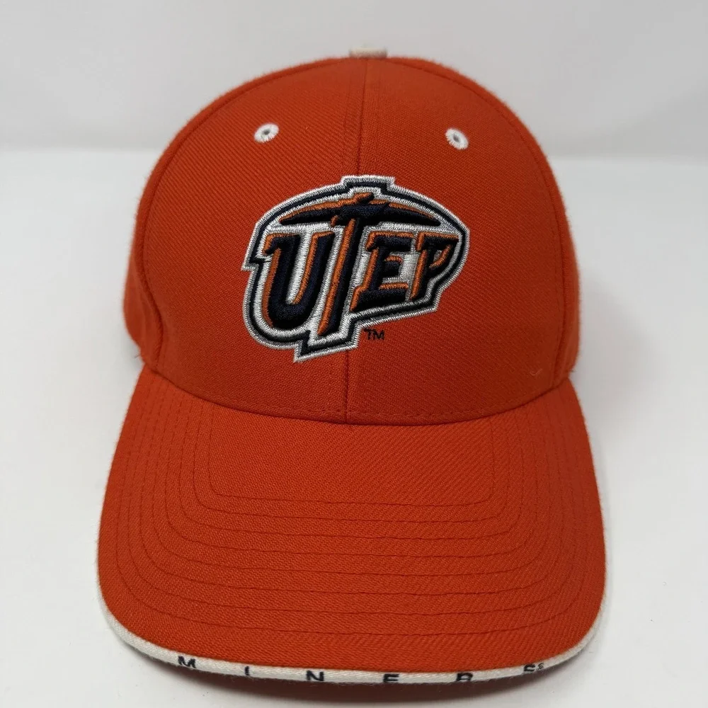 Vintage UTEP Miners Hat Cap Strap Back Mens One Size Orange NCAA Football 90s